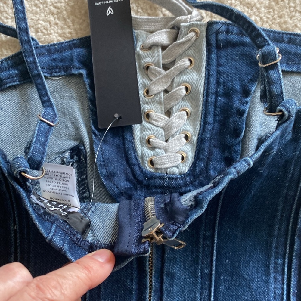 Lulus NWT denim crop top XS - Picture 5 of 8